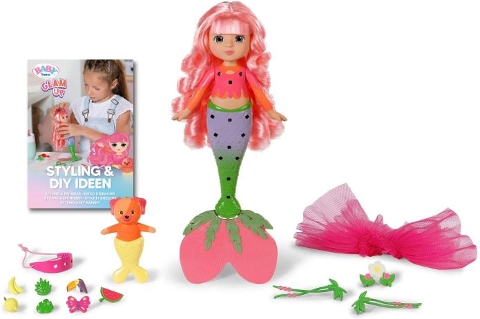BABY born Glam Up Mermaid Sunshine with color-changing hair