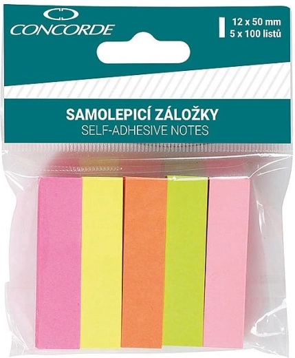 Neon sticky tabs 12 × 50 mm, 5 × 100 sheets