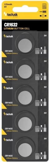 Lithium-Knopfzelle Technik Platinum CR1632 3V – Packung mit 5 Stück