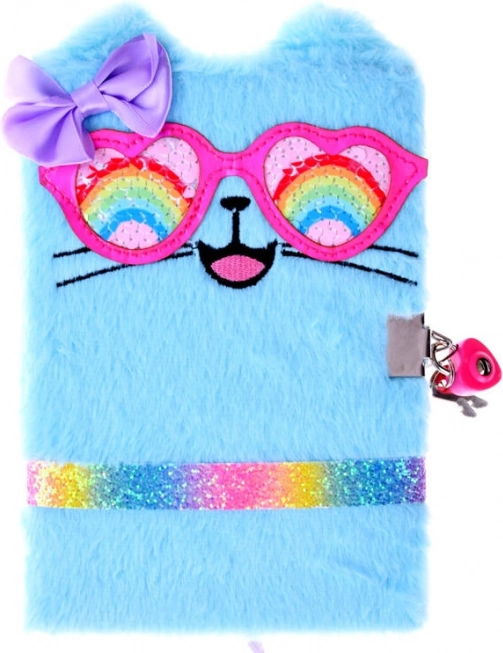 Pluche dagboek met slot Niebieski Kotek