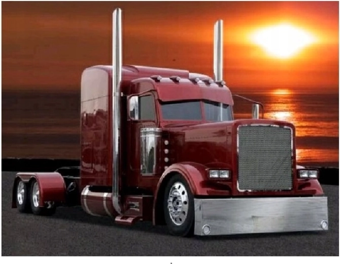 Diamantschilderen – vrachtwagen bij zonsondergang 30 × 40 cm