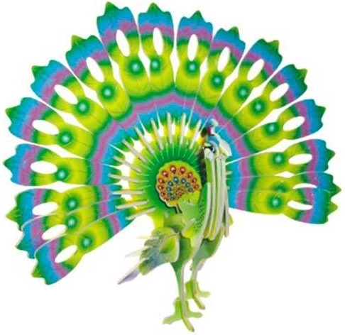 Houten 3D-puzzel Kleurrijke Pauw