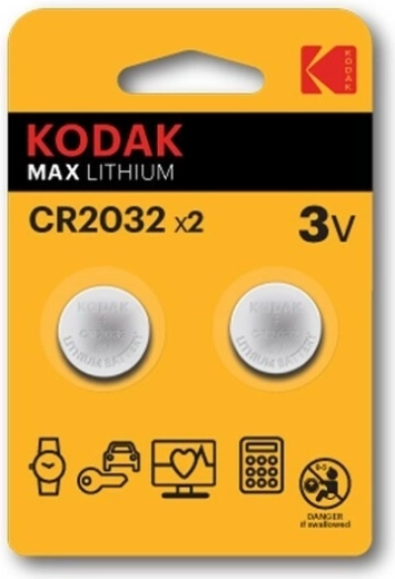 Lithium-Knopfzellenbatterie KODAK CR2032 3 V, 2 Stk.