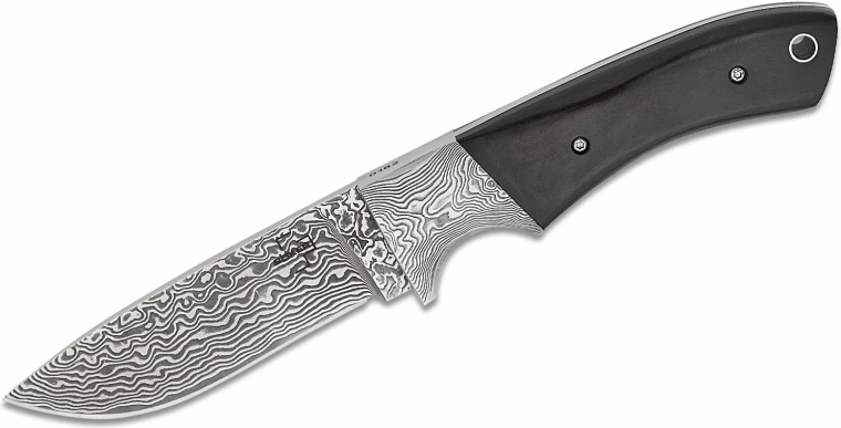Böker Plus M-ONE Couteau de chasse en damas avec manche en ébène et étui en cuir