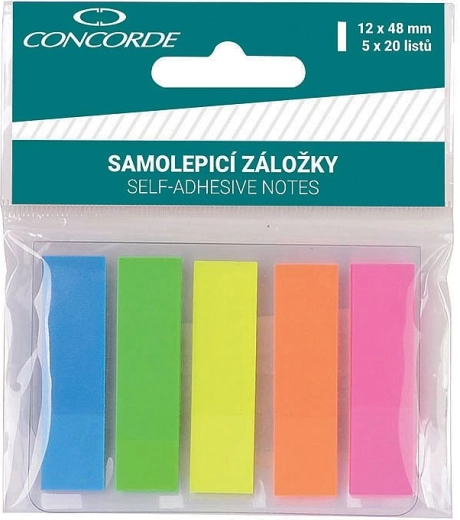 Neon Sticky Tabs CONCORDE 12 × 48 mm, 5 colors