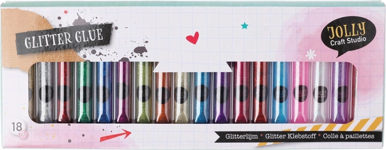 Glitter Glue for Decorations 10 ml – Mixed Colors, Set of 18