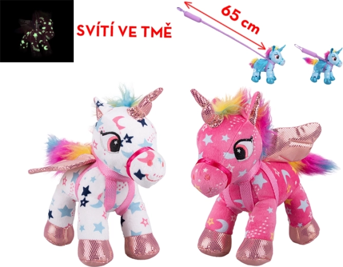 Plush unicorn with light-up elements and leash 18 cm