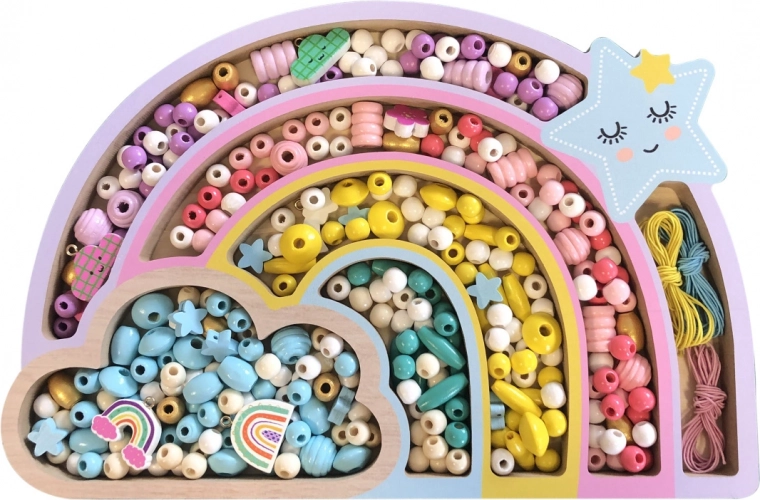 Wooden Pastel Beads Rainbow, 330 pcs