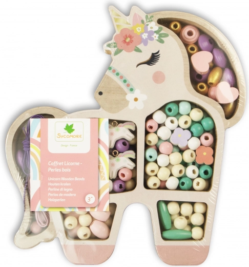 Wooden Pastel Beads Unicorn, 170 pcs