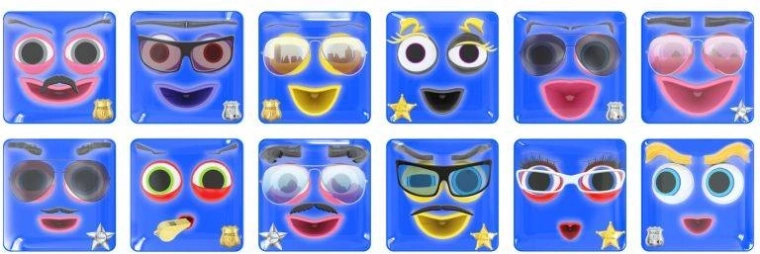 12 expressive police characters