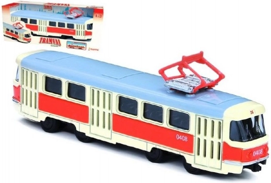 Metalen retrotram Tatra T3 met terugtrekmotor 16 cm