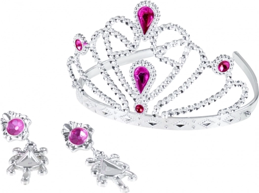 Couronne pour princesse avec boucles d'oreilles rose