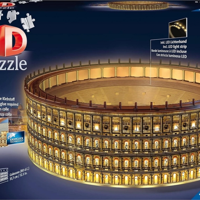 Puzzle lumineux 3D Colisée de nuit, Rome