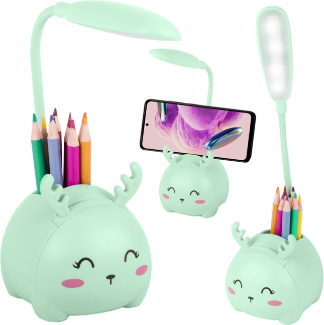 Kinder nachtlampje usb organizer telefoonstandaard voor lezen wetenschap – Groen