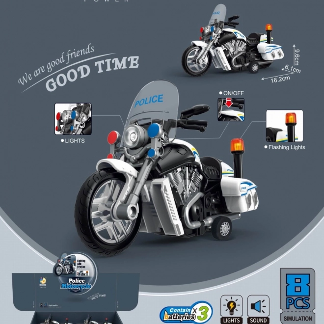 Moto de police avec lumières et sons