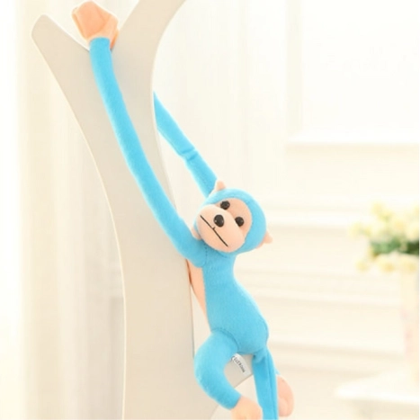 Singe en peluche avec son, bleu, 80 cm