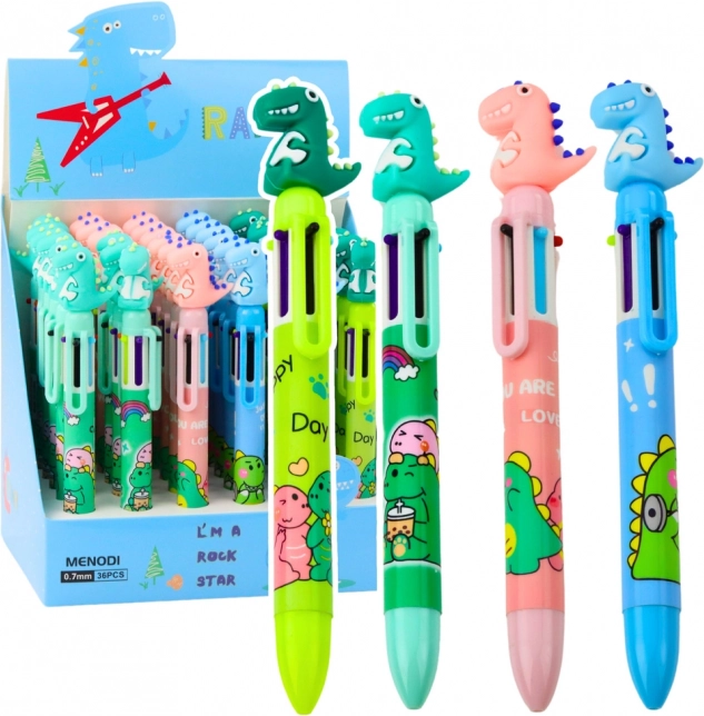 Children's Multicolored Pen with Dinosaur Figurine