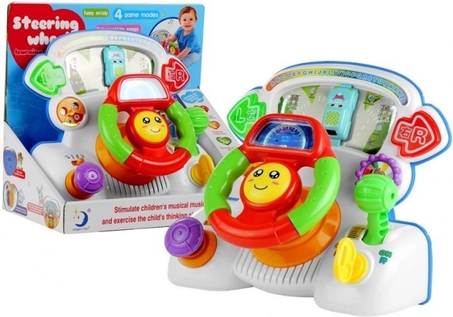 Interactive educational steering wheel with lights and sounds for children
