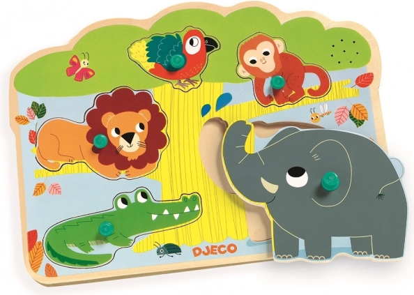 Puzzle à encastrer Animaux de la jungle avec sons Djeco