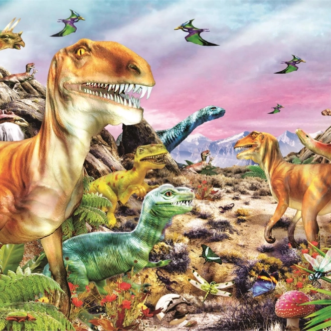 Puzzle 104 pièces – pays des dinosaures CLEMENTONI