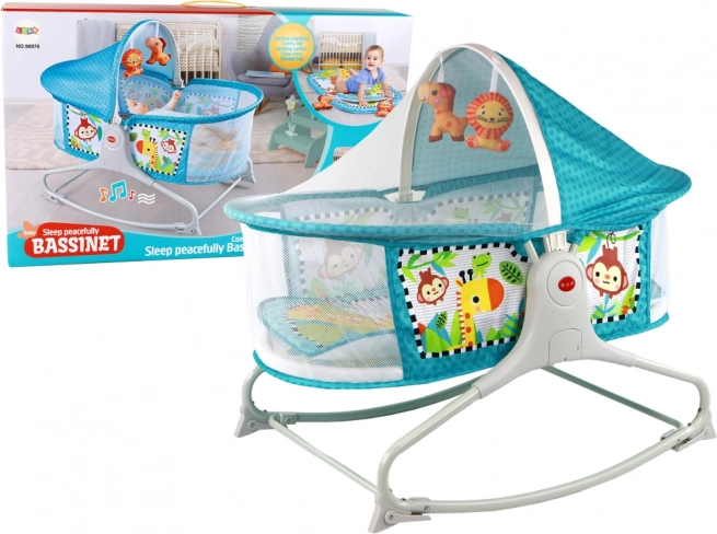 Multifunctional Baby Crib 2in1 with Vibrations and Blue Padding