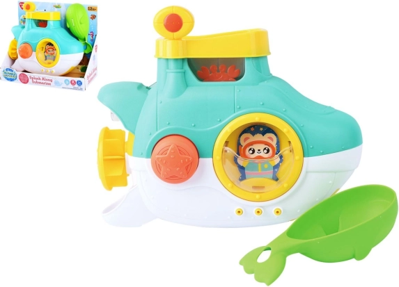 Sous-marin en plastique pour baignoire avec ventouses et pelle 23 cm