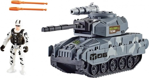 Panzer mit Militärfigur und funktionierender Artillerie