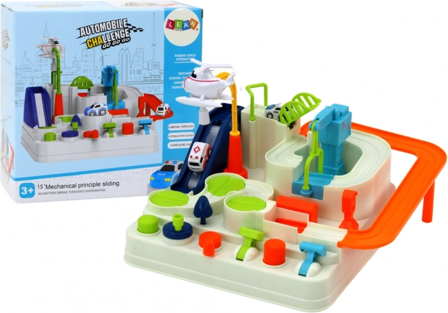 Piste de stationnement interactive pour enfants avec petites voitures