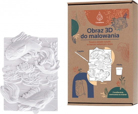 CANDELLANA Gipskleurboek 3D-schilderset met verf en penselen – vis