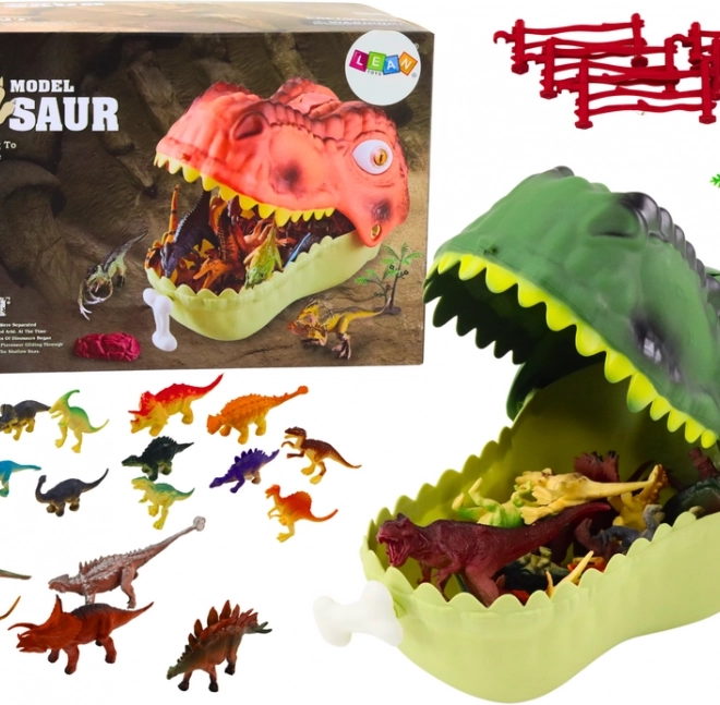 Set aus Dinosaurierfiguren mit großem grünem Maul, 45 Teile