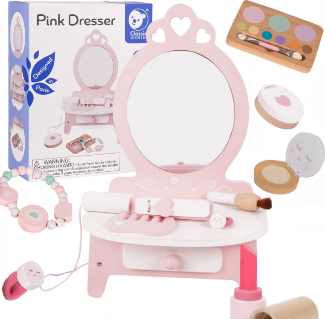 Coiffeuse en bois pour enfants avec miroir et accessoires Classic World