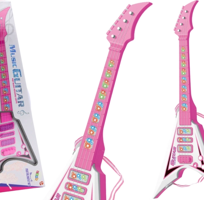 Guitare électrique pour enfants avec lumières LED et mélodies – rose
