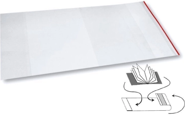 Universal cover for books and notebooks with adhesive strip