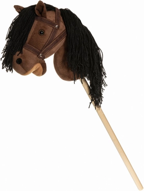 Cheval de bâton Hobby Horse brun avec harnais 80cm
