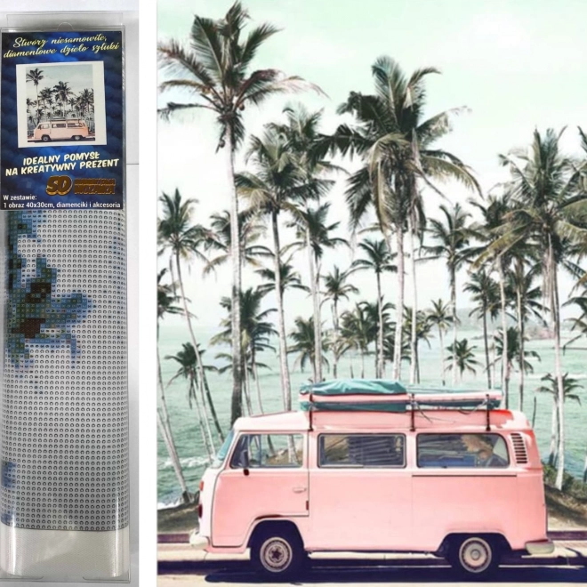 Diamond Painting Pink Bus 30x40 cm