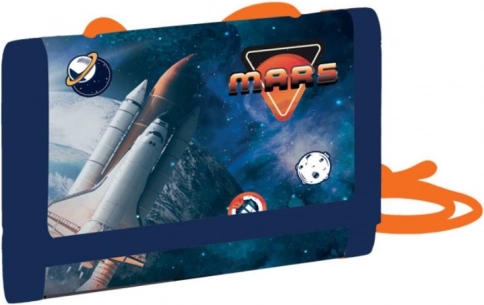 Kinderportemonnee van textiel Space voor om de nek met klittenbandsluiting