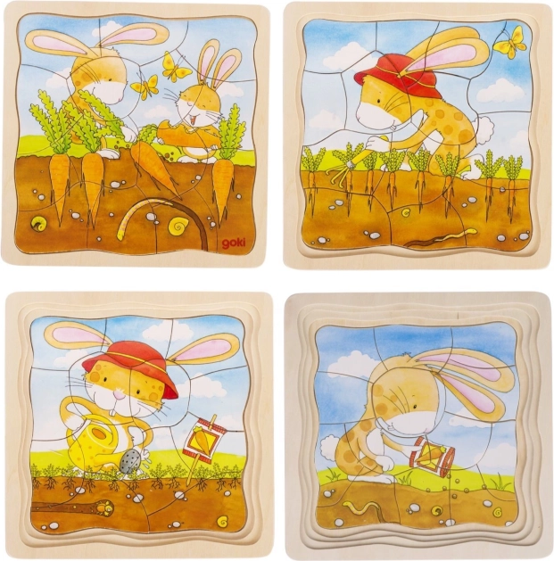 houten gelaagde puzzel groentebed – ontwikkeling van de wortel (goki)