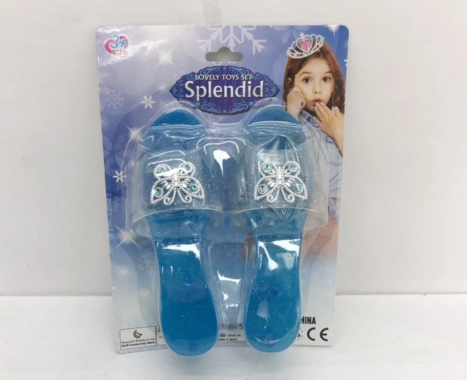 Glanzende blauwe schoentjes voor prinsessen