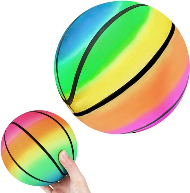Lightweight Rubber Rainbow Ball for Kids 23 cm