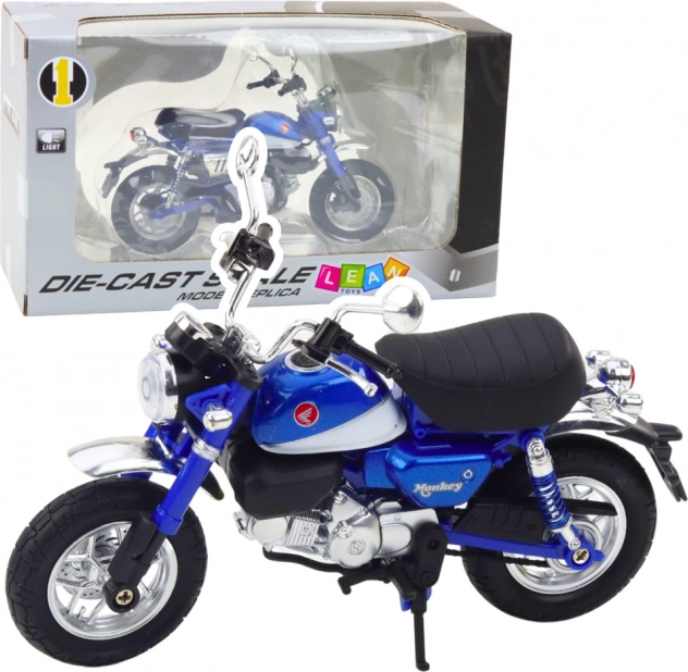 Retro Metal Motorcycle in Blue 1:12