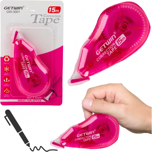 Ruban correcteur rose 15 m x 5 mm