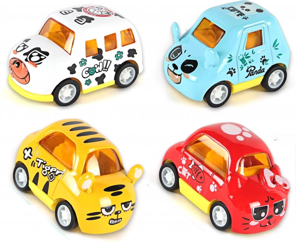 Petite voiture en métal animaux 6 cm à rétrofriction