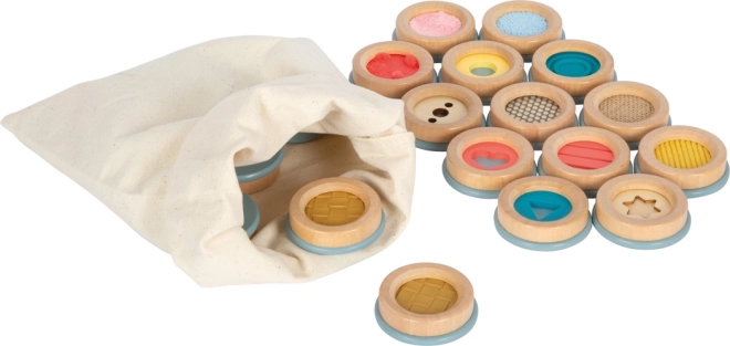 Wooden tactile memory matching game for sensory learning