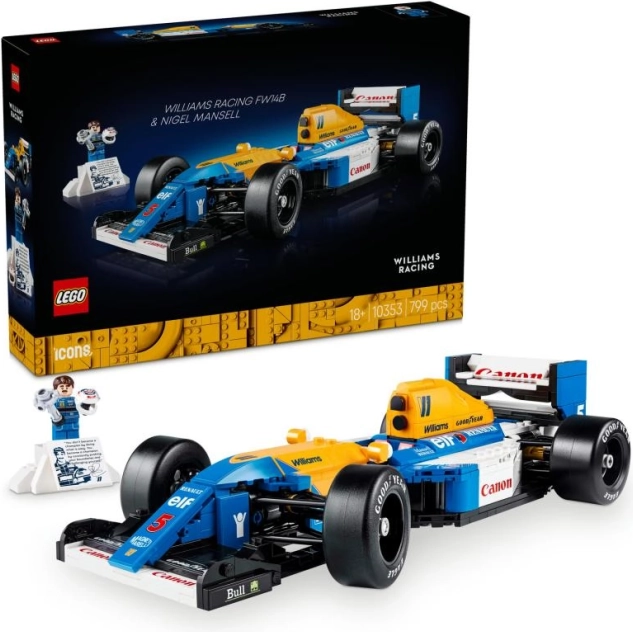 Set de construction LEGO Icons Williams Racing FW14B avec Nigel Mansell