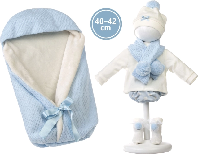 Llorens tenue pour poupées New Born 40–42 cm, set 5 pièces avec couverture d’emmaillotage rapide