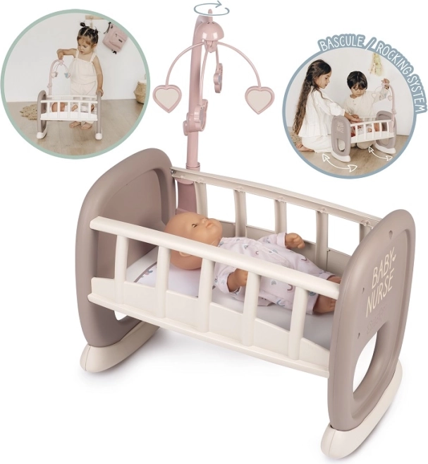 Smoby Baby Nurse berceau avec mobile pour poupées