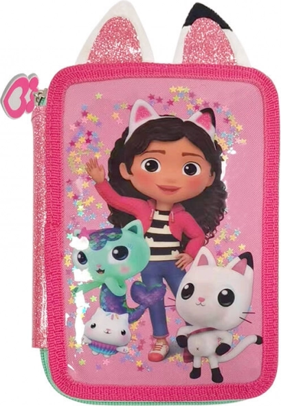 Trousse scolaire à deux compartiments GABBY'S DOLLHOUSE avec équipement