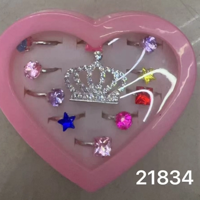 Bagues avec pierres et couronne - ensemble de 11 pièces