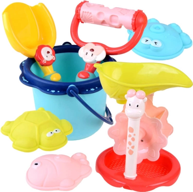Colorful Beach Set with Bucket and Molds