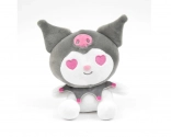 Pluchen knuffel Kuromi 32 cm – grijs met aardbei (HELLO KITTY-collectie)